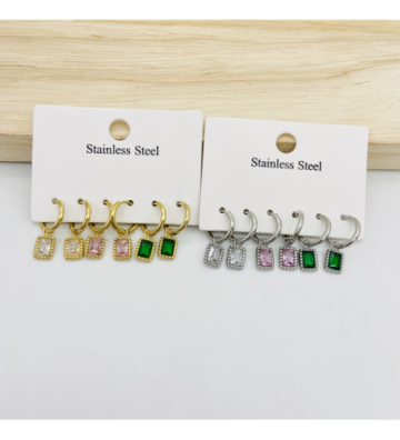 Pendientes acero Plateado...