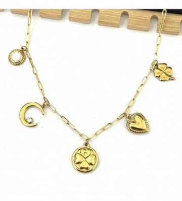 Collares acero dorado...