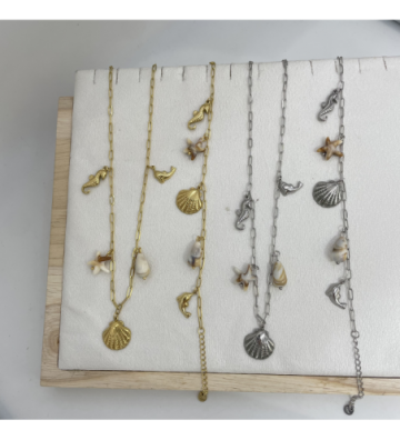 Collares acero Plateado...