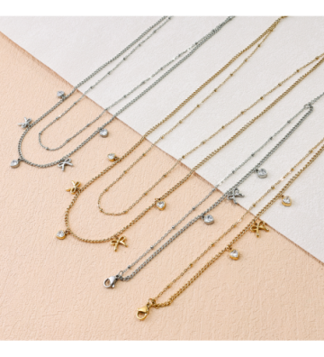 Collares acero Plateado...
