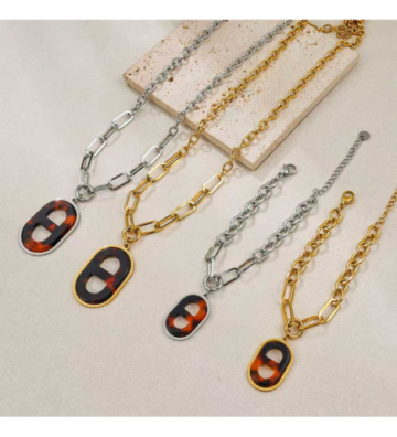 Collares acero Plateado...