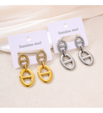 Pendientes acero Dorado...