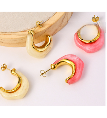 Pendientes acero Dorado y...