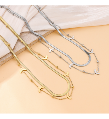 Collares acero Plateado...