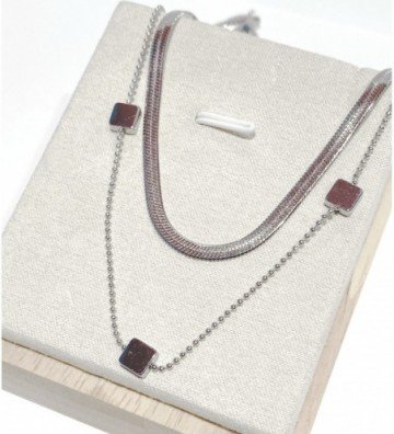 Collares acero Plateado...