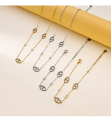 Collares acero Plateado...