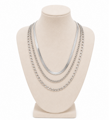 Collares acero plateado...