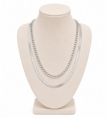 Collares acero Plateado...