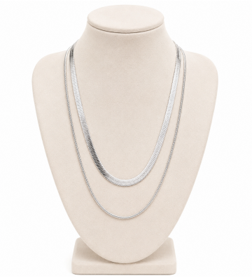 Collares acero Plateado...