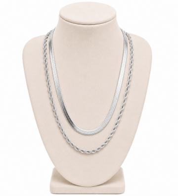 Collares acero Plateado...