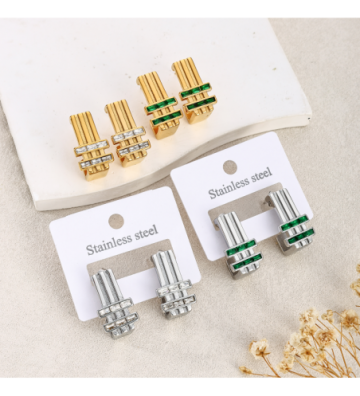 Pendientes acero Dorado y...