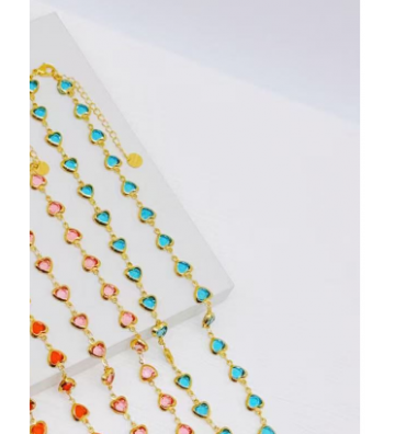 Collar acero Dorado y azul...
