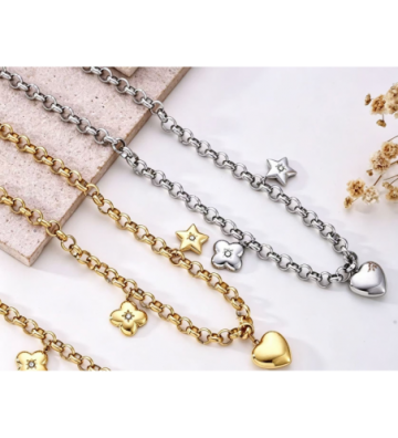 Collares acero Dorado...