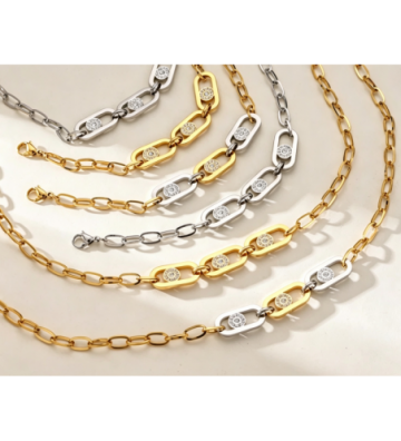 Collares acero Plateado...