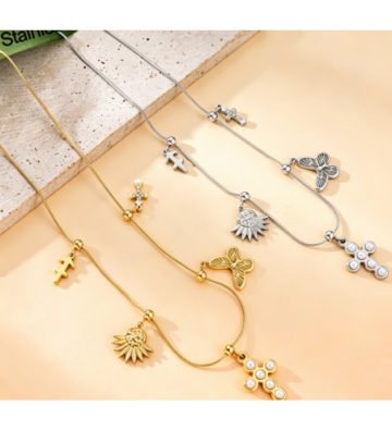 Collares acero Plateado...