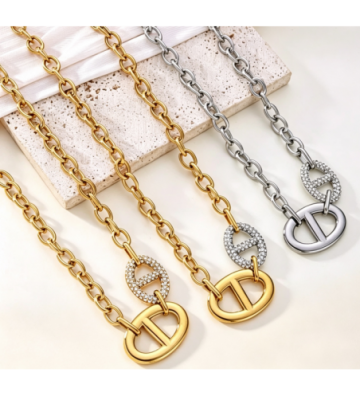 Collares acero Plateado...