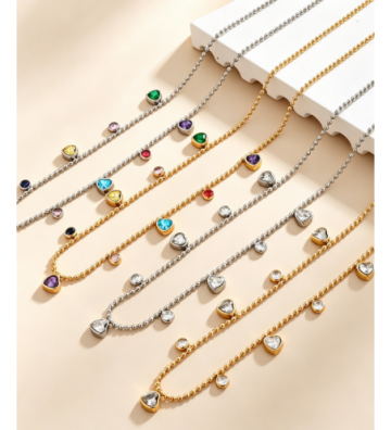 Collares acero Plateado y...
