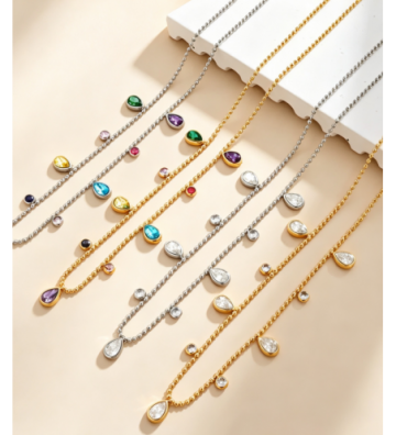 Collares acero Plateado y...
