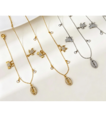 Collares acero Plateado...